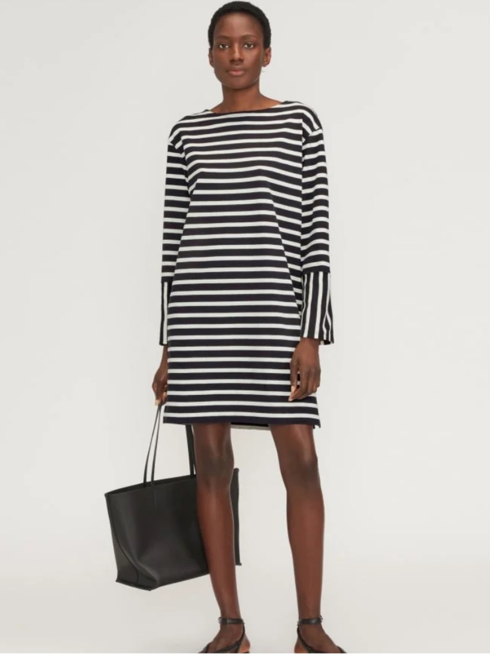 Everlane Black and White Striped mariner Mini Shift Dress small